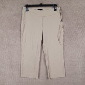 Vintage Bebe Pants Womens 6 Beige‎ Capri Flat Front Tie Up Viscose Blend Stretch